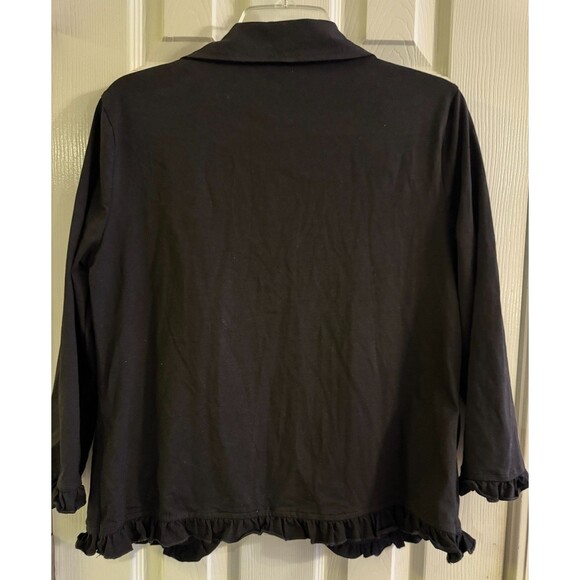 NWT Grace Karin Jacket Womens Sz Large Black Knit Ruffle Detail 3/4 Sleeve - Picture 9 of 10
